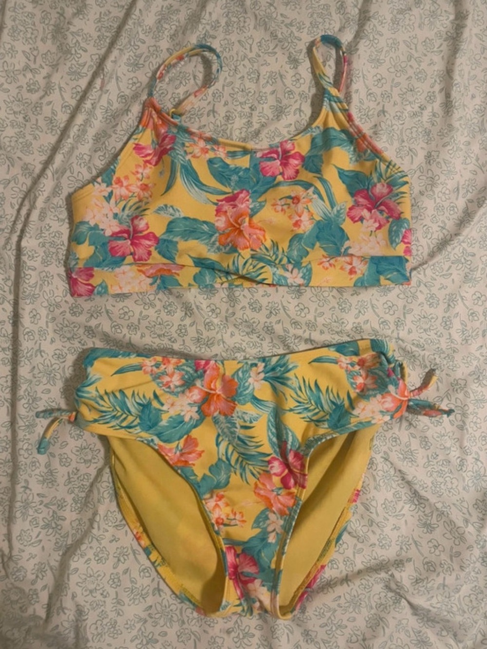 art class Yellow Tropical Floral Two-Piece Bikini